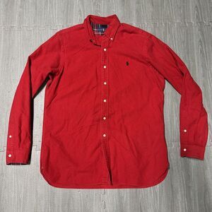 Ralph Lauren Shirt Mens Size Large Red Classic Fit Button‎ Down Long Sleeves